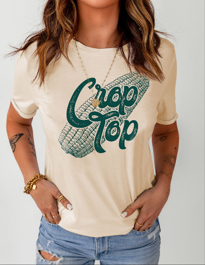 Corn "Crop Top" Round Neck Cuffed T-shirt