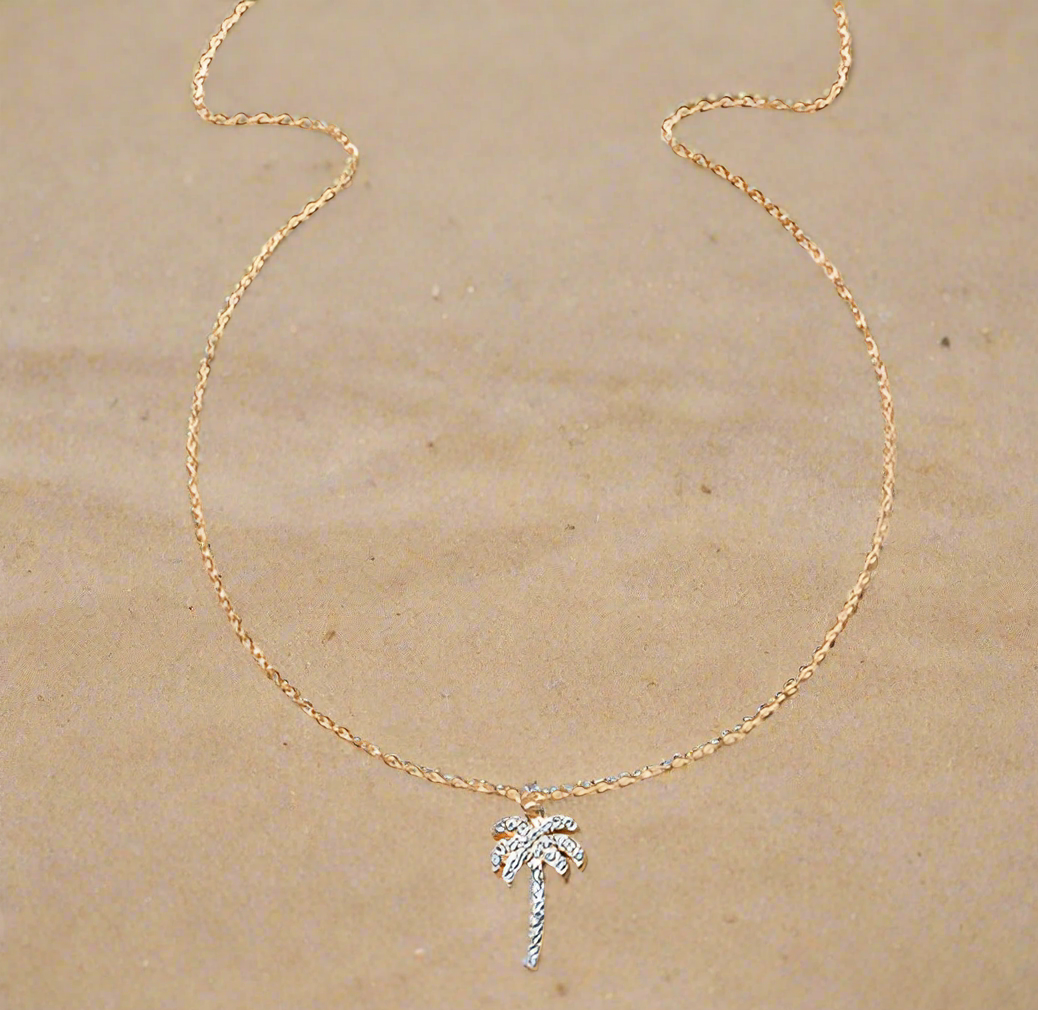 Zircon Palm Tree Pendant Necklace