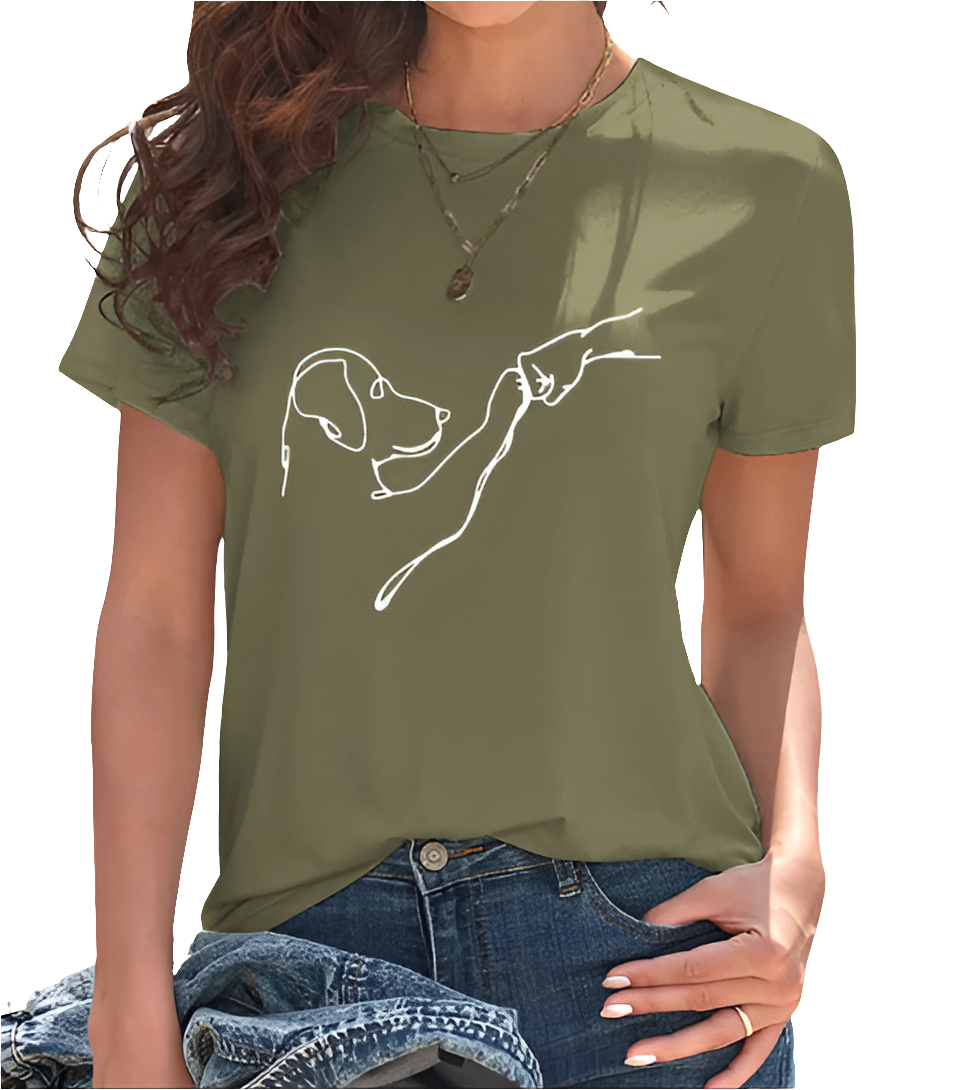 Dog Mom Round Neck T-Shirt