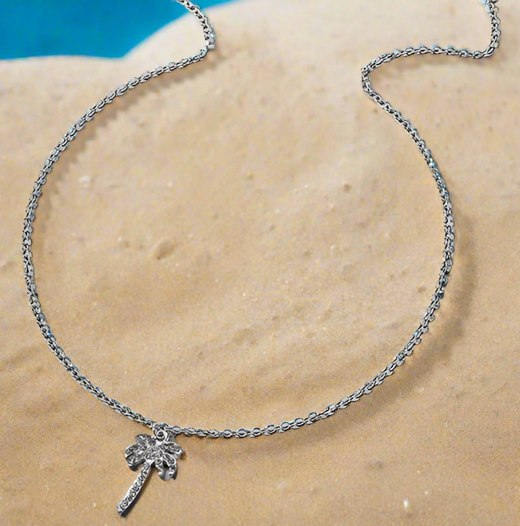 Zircon Palm Tree Pendant Necklace